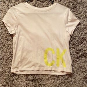 white calvin Klein cropped tee